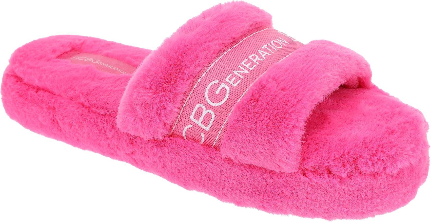 BCBGeneration Slippers for Women, Single Band Plush Slides, Size 5-6 to 9-10 | Amazon (US)