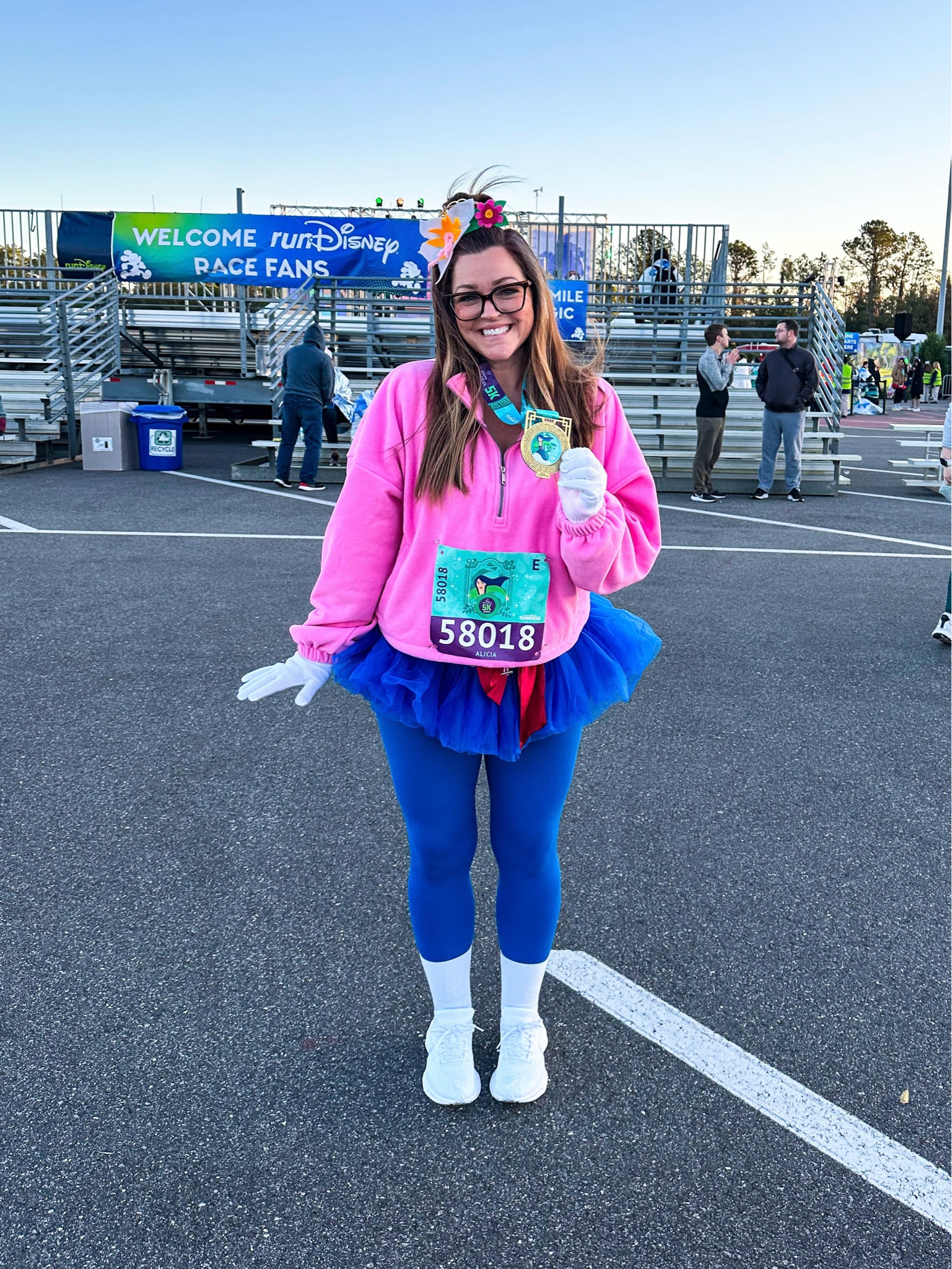RunDisney Outfit! I dressed as Mulan for Princess Weekend! It was freezing and this fleece pullover kept me so warm!! Love these blue leggings so much &amp; the best Nike running shoes, so cute and comfy!!!

#LTKShoeCrush 

#LTKActive #LTKOver40