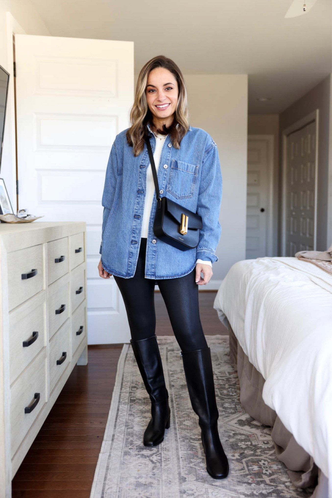 Knee high boots outfits 

Leggings: xs petite (still a little bit long in petite, I cuff them under) 
Top: xs 
Denim shirt: xxs 
Boots: tts 


#LTKSeasonal #LTKshoecrush #LTKxMadewell