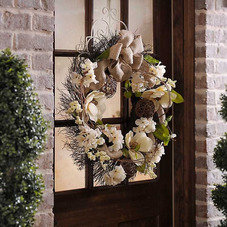 Burlap Magnolia Wreath | Kirkland's Home