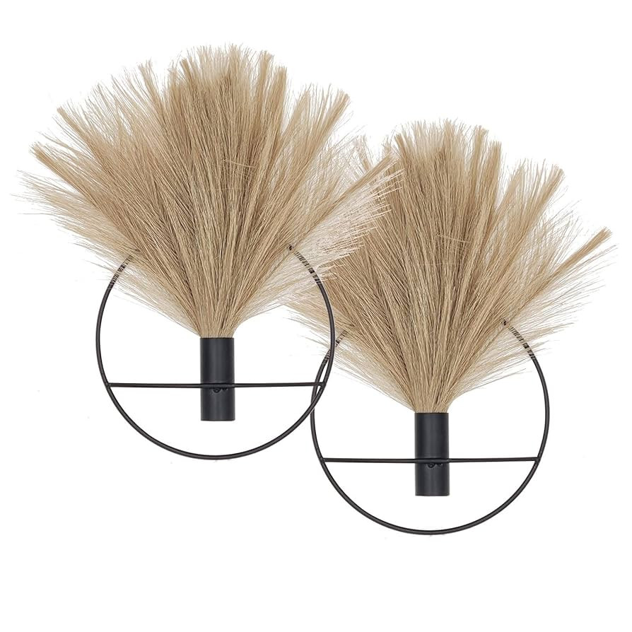 Pretty Jolly Boho Wall Decor, Wall-Mounted Metal Art, Hanging Artificial Pampas Display, Living R... | Amazon (US)