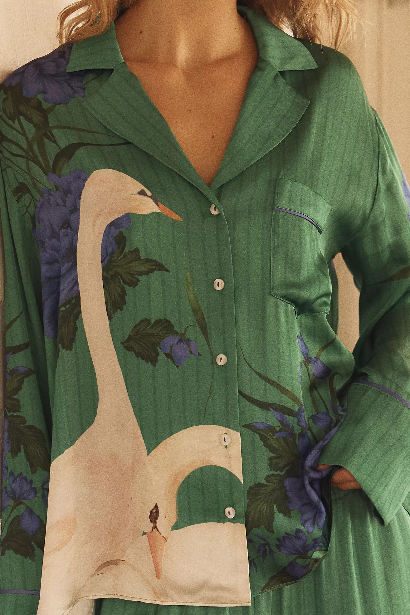 The LyreBird Silky Oversized Pajama Shirt | Anthropologie (US)