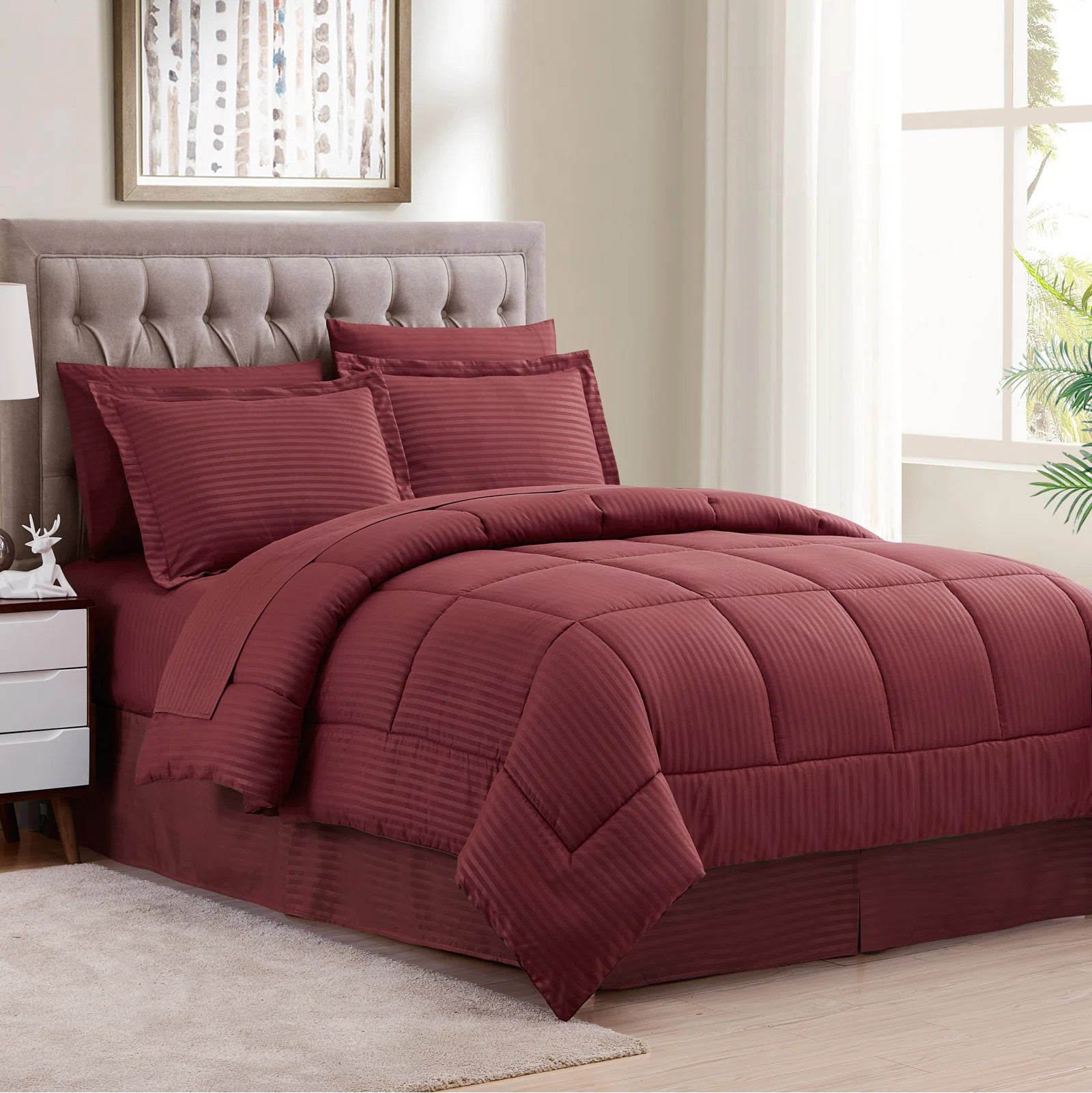 Dobby Stripe Embossed Bed In a Bag Comforter Set | Wayfair North America