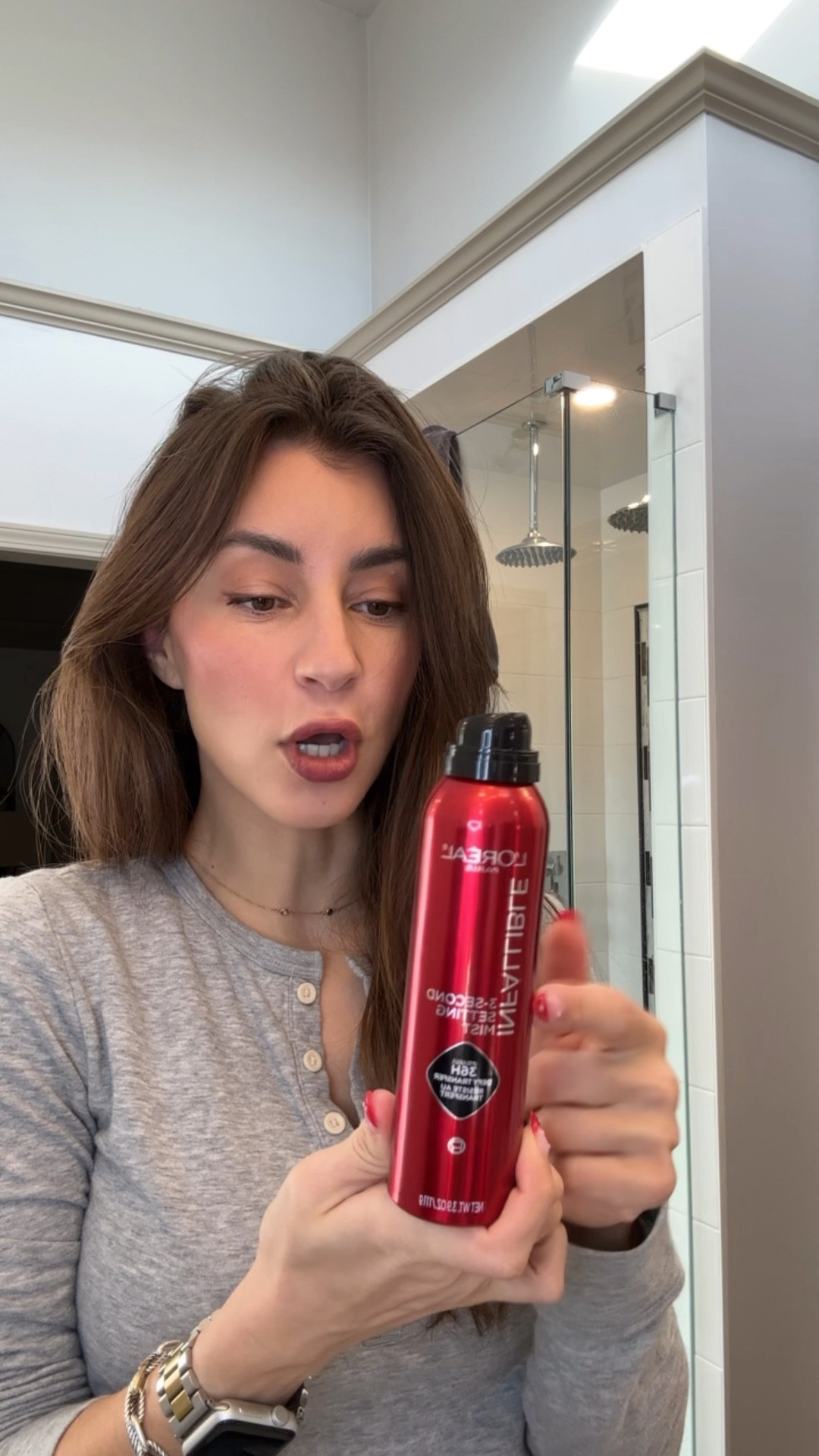 Love this L’Oréal setting spray!! The mist is super fine and holds makeup on all day  