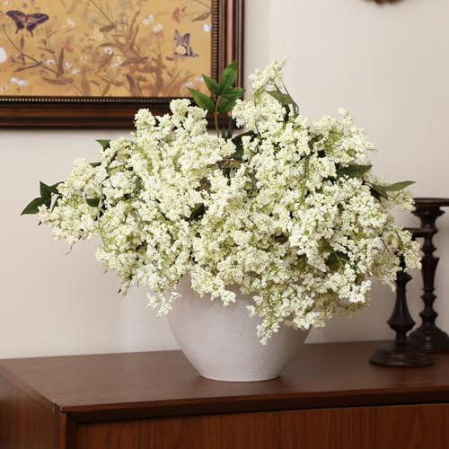Zeyune 3 Pcs Artificial Green White Berry Stem 35 Inch Spring Faux Flowers Picks Branches Fake Realistic Sedum Stem Spray for Wedding Holiday Seasonal Farmhouse Mantel Harvest DIY Home Decorations | Amazon (US)