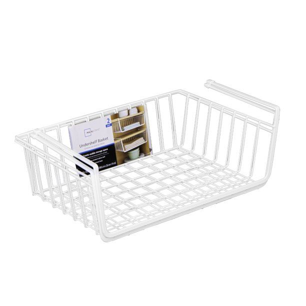 Mainstays White Wire Under Cabinet Baskets - 2 Count - Measures 16x10.25x5.5 in | Walmart (US)