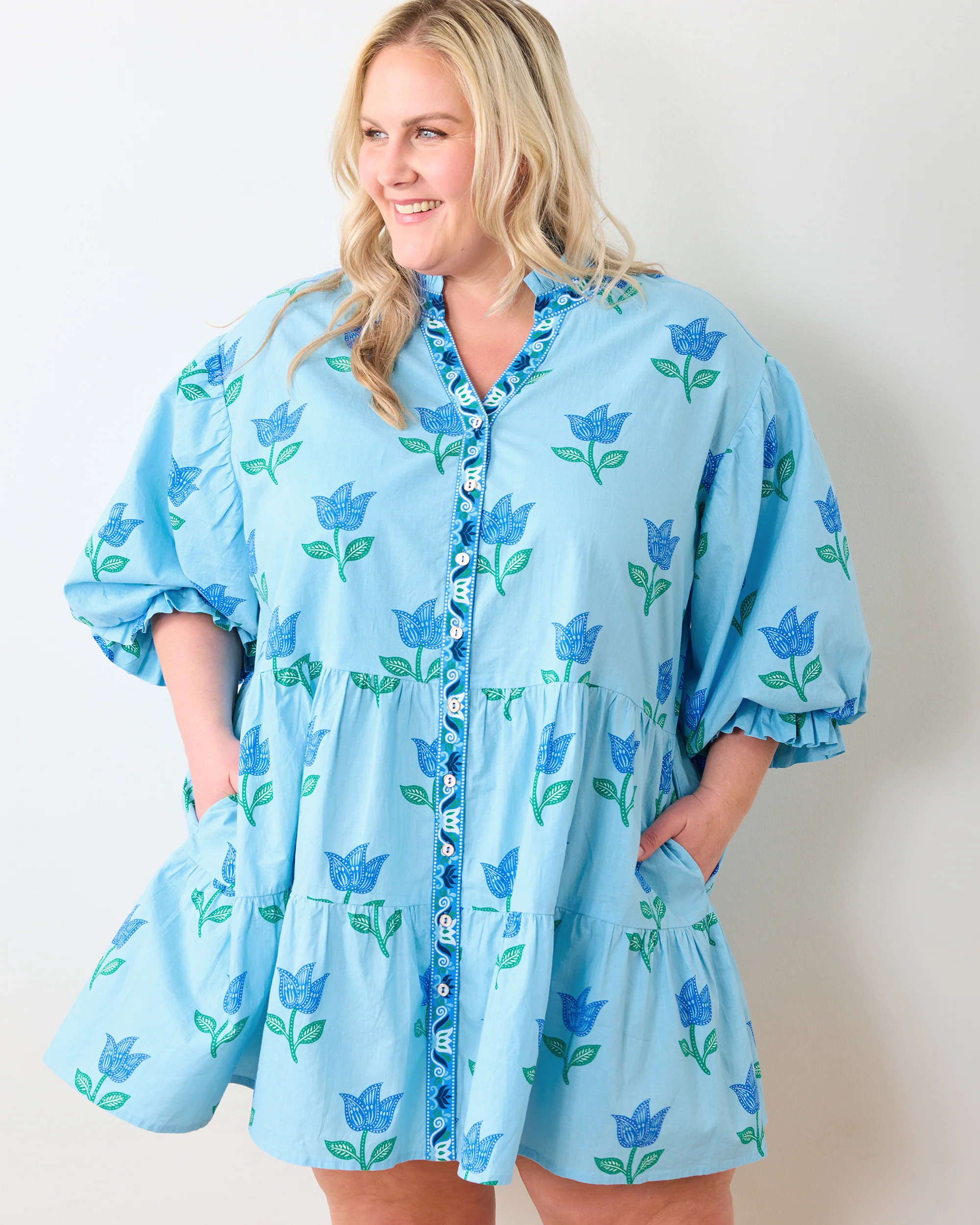 Tulip Bloom - Rosalita Dress - Oasis Sky | Printfresh