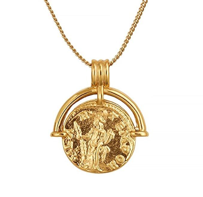 ACC PLANET Coin Necklace 18K Gold Plated Vintage Coin Pendant Gold Necklace for Women Girls | Amazon (US)