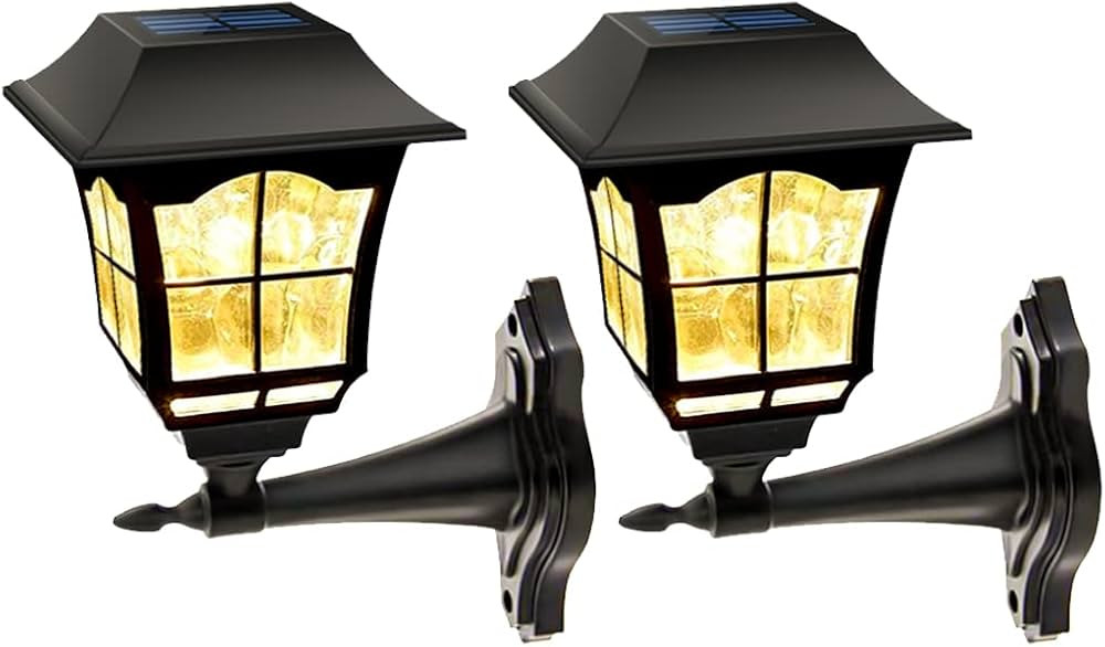 Maggift 2 Pack Solar Wall Lantern Outdoor Christmas 15 Lumens Solar Lights Wall Sconce Solar Outd... | Amazon (US)