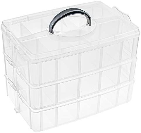 Foraineam 3-Tier Stackable Storage Box Organizer with 30 Adjustable Compartments, Plastic Craft O... | Amazon (US)