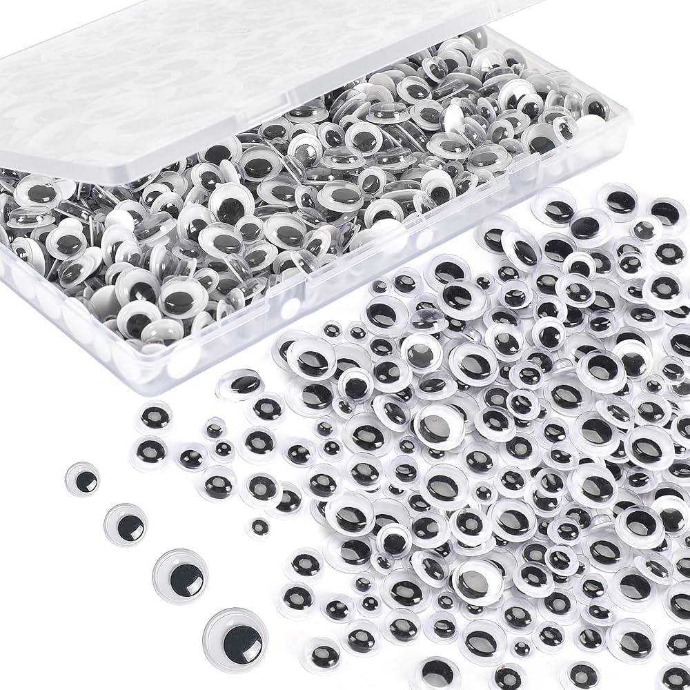 Amazon.com: Upins 1000 Pcs Black Wiggle Googly Eyes with Self-Adhesive, 6mm 8mm 10 mm 12mm Mixed ... | Amazon (US)
