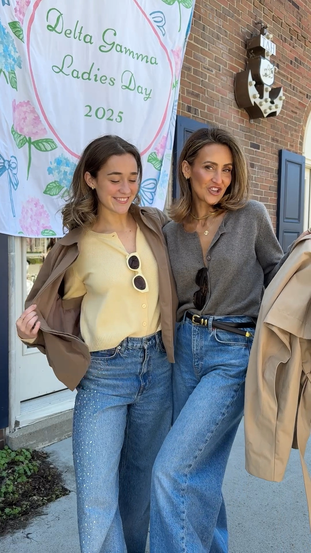 Twining for Ladies Day at DG! Fit check :
Both of us wearing our favorite jeans and cashmere cardigans - both size 26 and small 
Trenches and boots linked! 

#LTKWatchNow #LTKStyleTip #LTKFamily