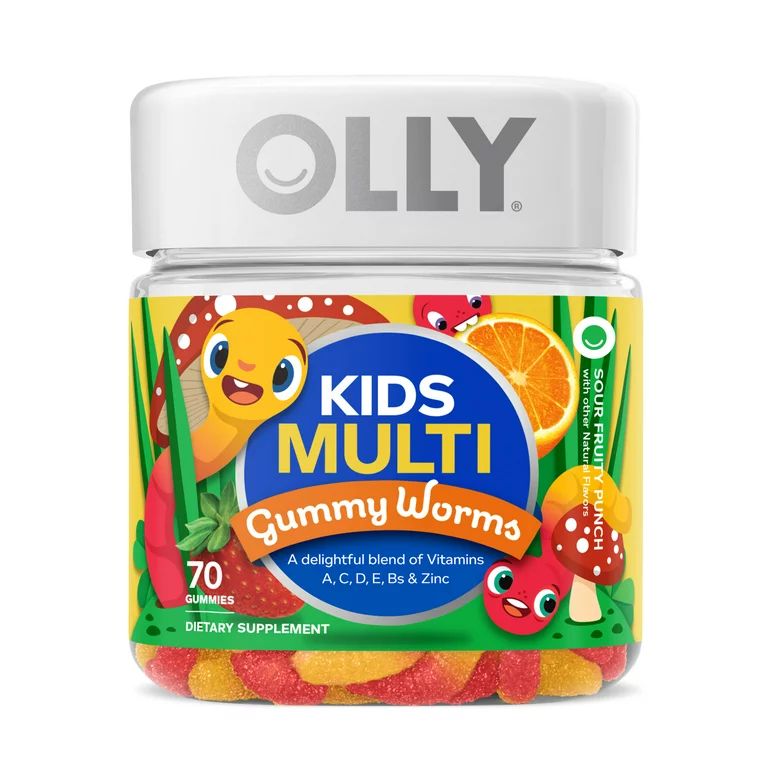 OLLY Kids Multivitamin Gummy Worm, Vitamins A, C, D, E, Bs & Zinc, 70 Ct | Walmart (US)