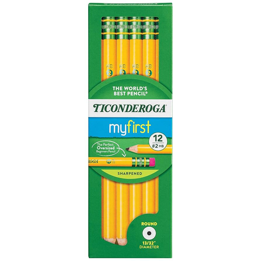Ticonderoga My First Wood-Cased Pencils, Pre-Sharpened, 2 HB, Yellow, 12 Count | Amazon (US)