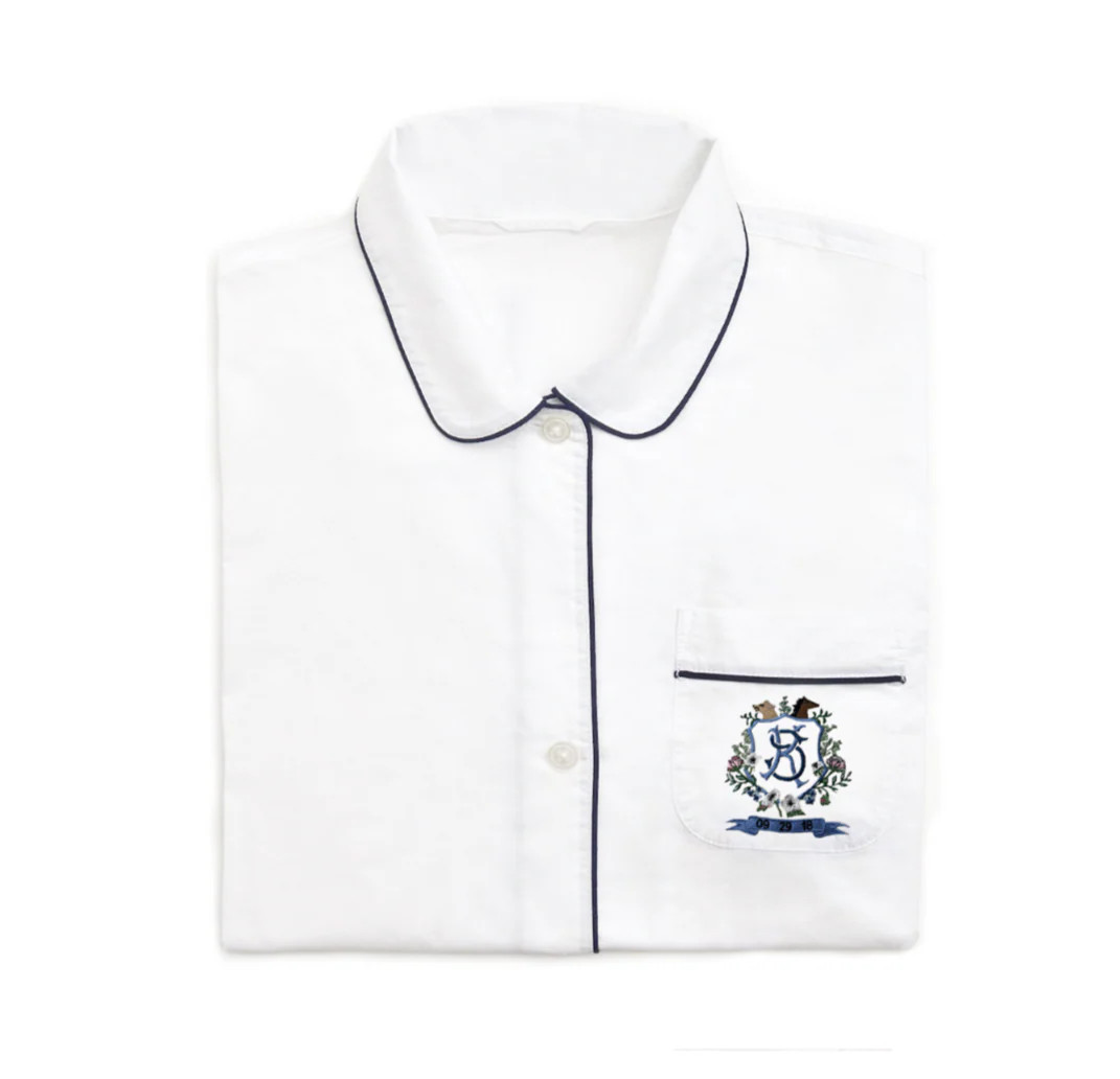 Embroidered Pajamas with Piping, Bespoke Art | Over The Moon