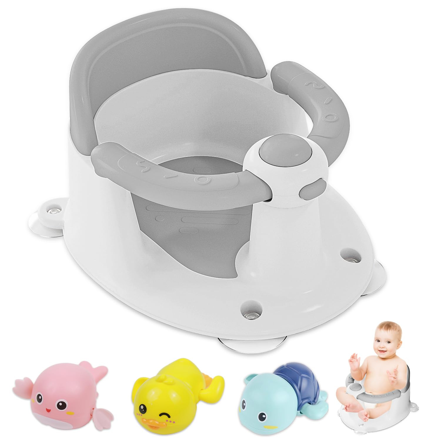 Baby Bath Seat for Babies 6 Months & Up, Bath Seats for Babies Sitting Up, 3 Baby Bath Toys, Open... | Amazon (US)