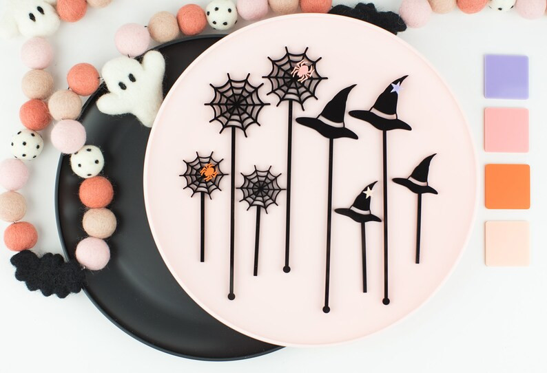 Witches Hat Stir Sticks, Swizzle Sticks, Drink Stirrers Laser Cut, Acrylic, 6 Ct. - Halloween Par... | Etsy (US)