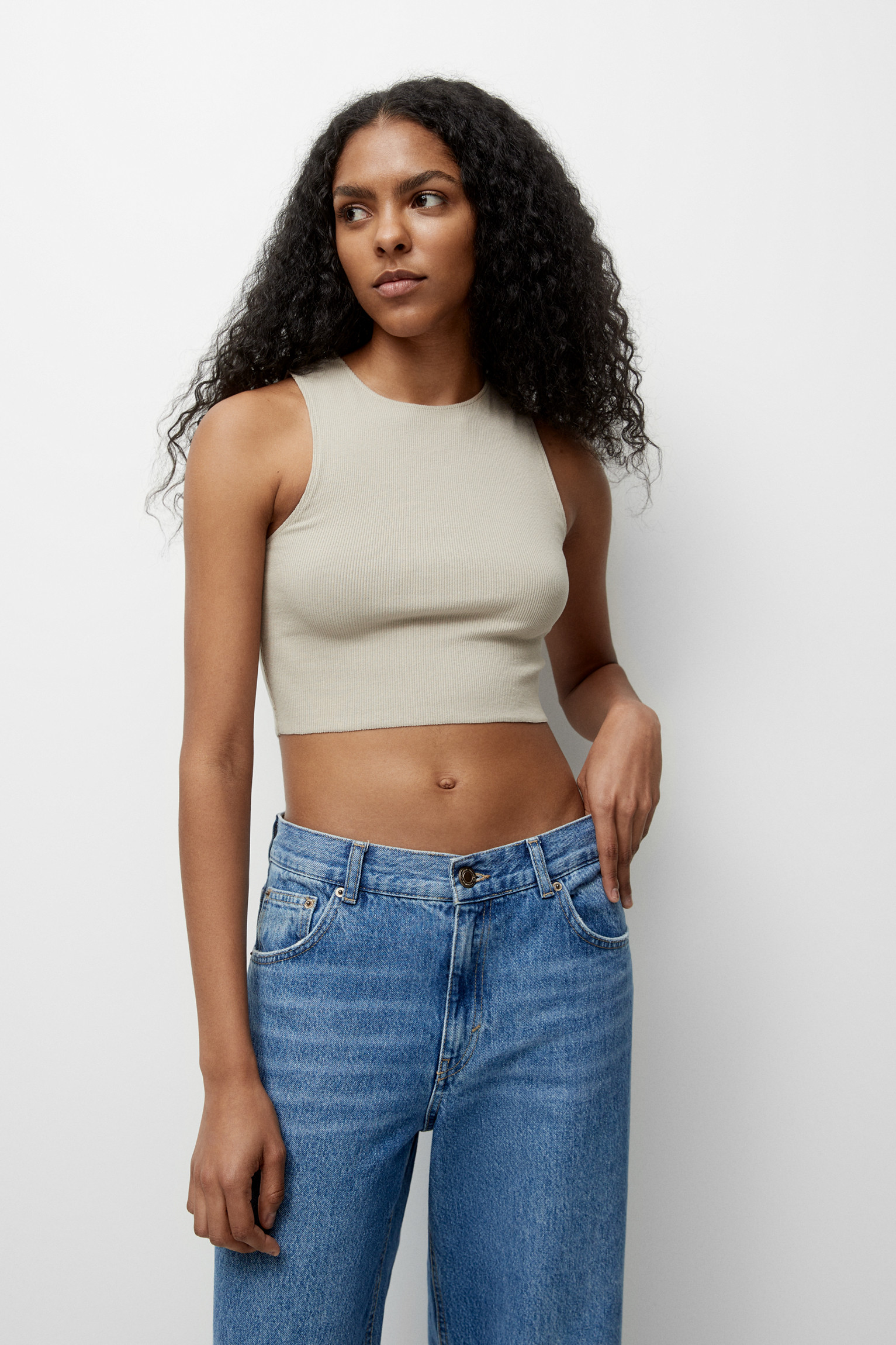 Ribbed cropped tank top | PULL and BEAR UK