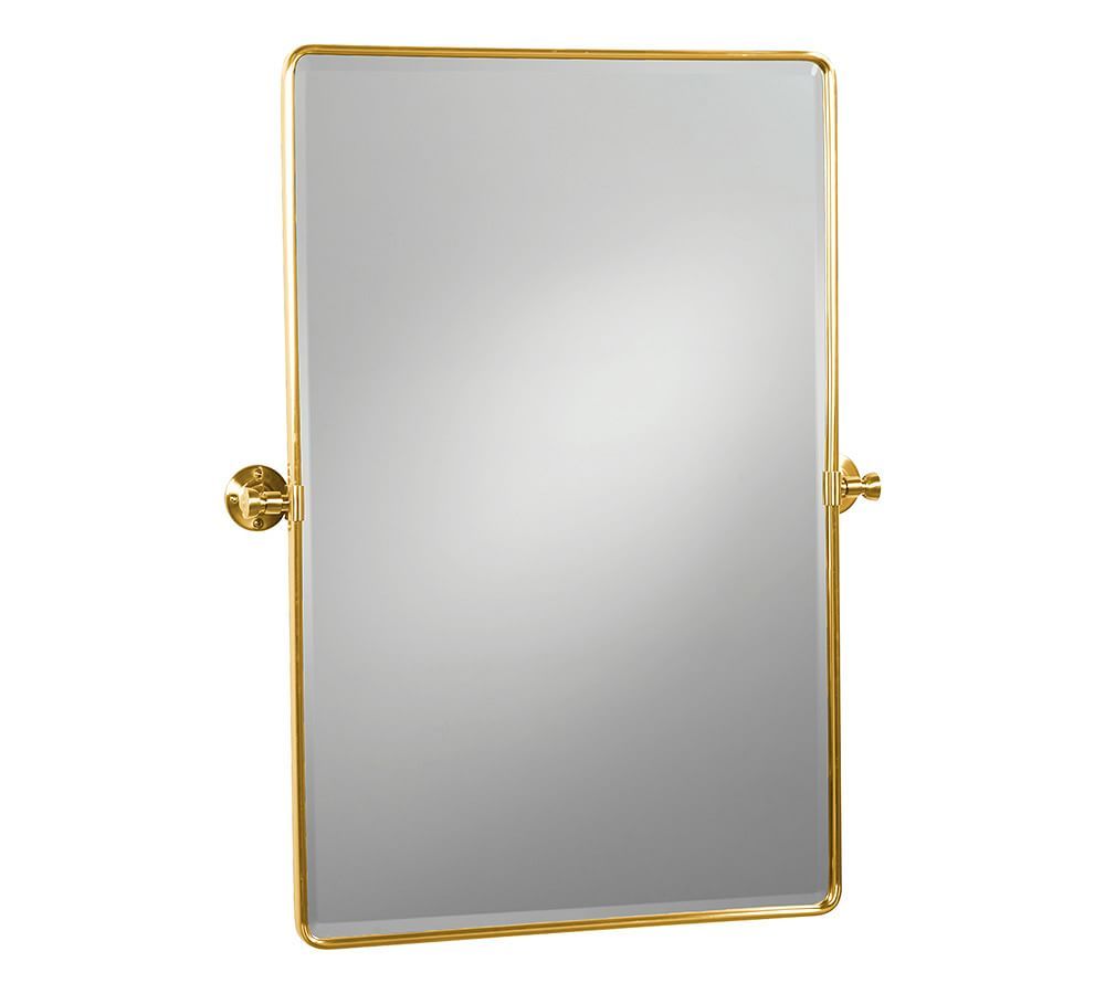 Brass Vintage Rounded Rectangle Pivot Mirror, 23x24" | Pottery Barn (US)