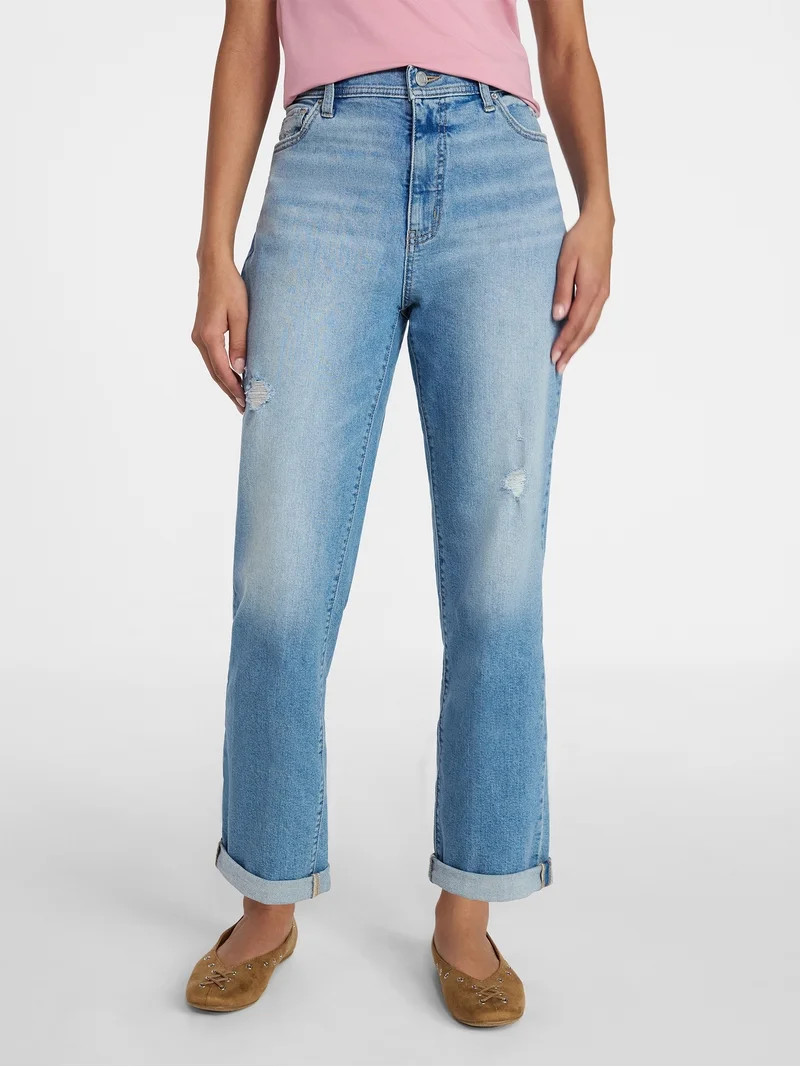 Time and Tru Women's Relaxed Boyfriend Jeans, 26" Inseam, Sizes 0-22 | Walmart (US)