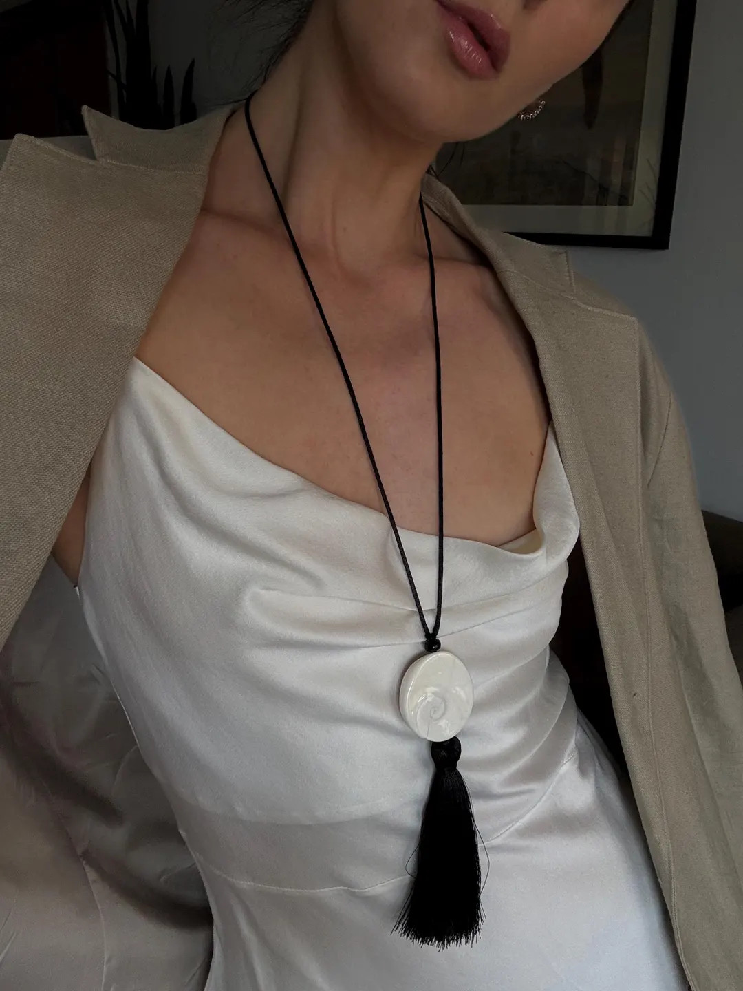 Tassel Necklace With Seashell Pendant and Bead | Fossil Seashell Pendant - Etsy UK | Etsy (US)