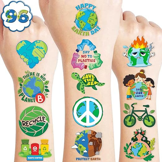 120 PCS Earth Day Environment Pre-Cut Temporary Tattoos for Kids | Super Cute Themed Birthday Par... | Amazon (US)
