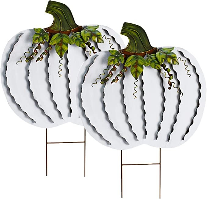 Metal Pumpkin Garden Stakes - Autumn Decorative Yard Signs - Indoor Outdoor Plant Flower Stake Fa... | Amazon (US)