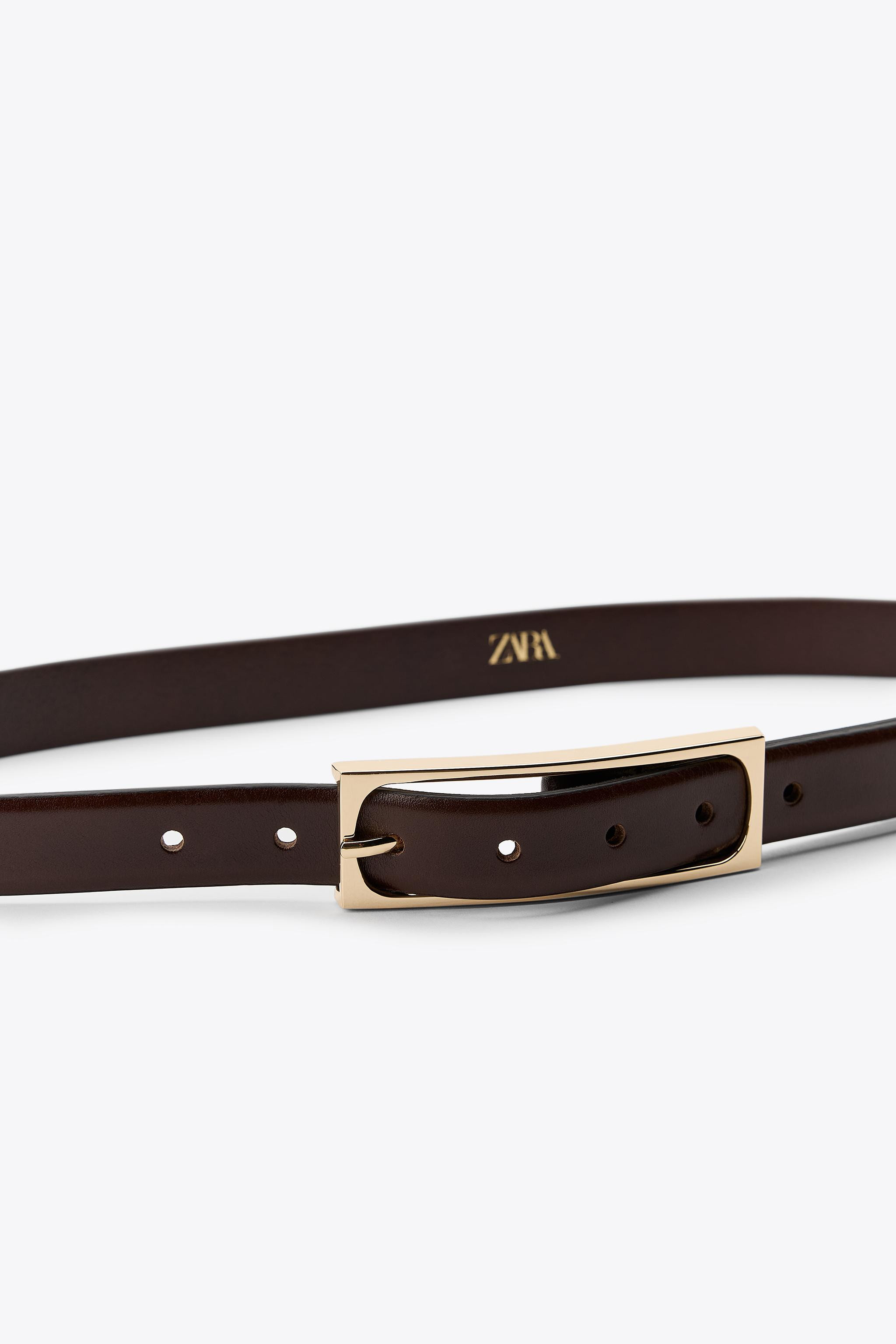 LEATHER BELT WITH RECTANGULAR BUCKLE | Zara UK