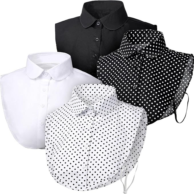 SATINIOR 4 Pcs Fake Collar for Women Black and White Polka Detachable Dots Dickey Collar Half Shi... | Amazon (US)
