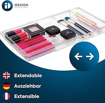 iDesign Expandable Vanity Drawer Organizer, The Clarity Collection – 11.25” to 18.5”, Clear | Amazon (US)