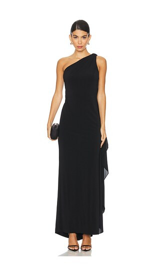 Anja One Shoulder Draped Maxi Dress in Black Cruise Wear Cruise Formal Night Cruise Vacation Outfits | Revolve Clothing (Global)