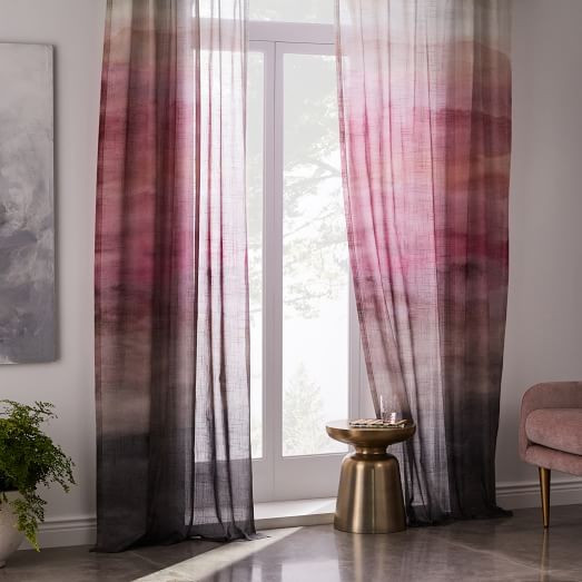 Sheer Cotton Painted Ombre Curtains (Set of 2) - Dusty Blush | West Elm (US)