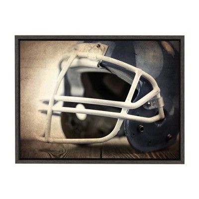 18&#34; x 24&#34; Sylvie Football Helmet Framed Canvas by Shawn St. Peter Gray - DesignOvation | Target