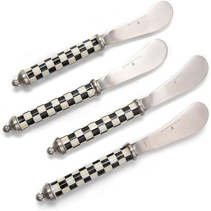 MACKENZIE-CHILDS Courtly Check Supper Club Spreader Set, Stainless-Steel Butter Spreaders, Charcu... | Amazon (US)