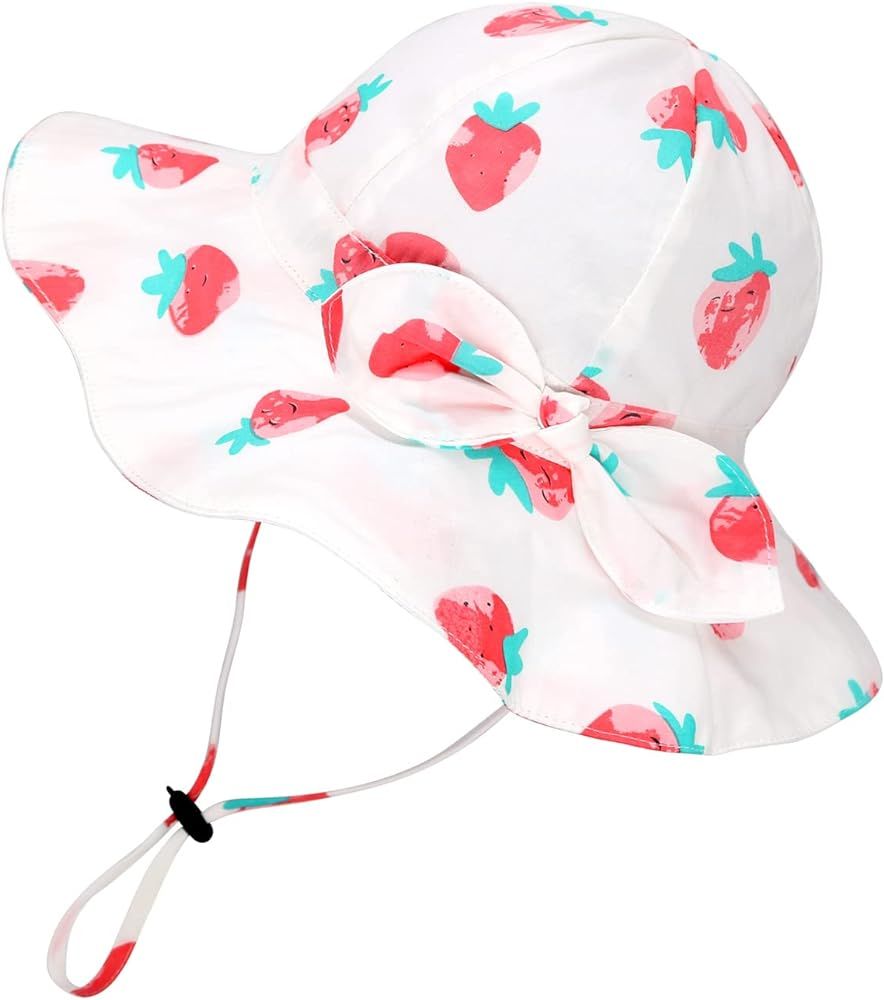 jerague Toddler Kids Baby Girl Breathable Sun Hat Cotton Foldable 50+ SPF Protective | Amazon (US)