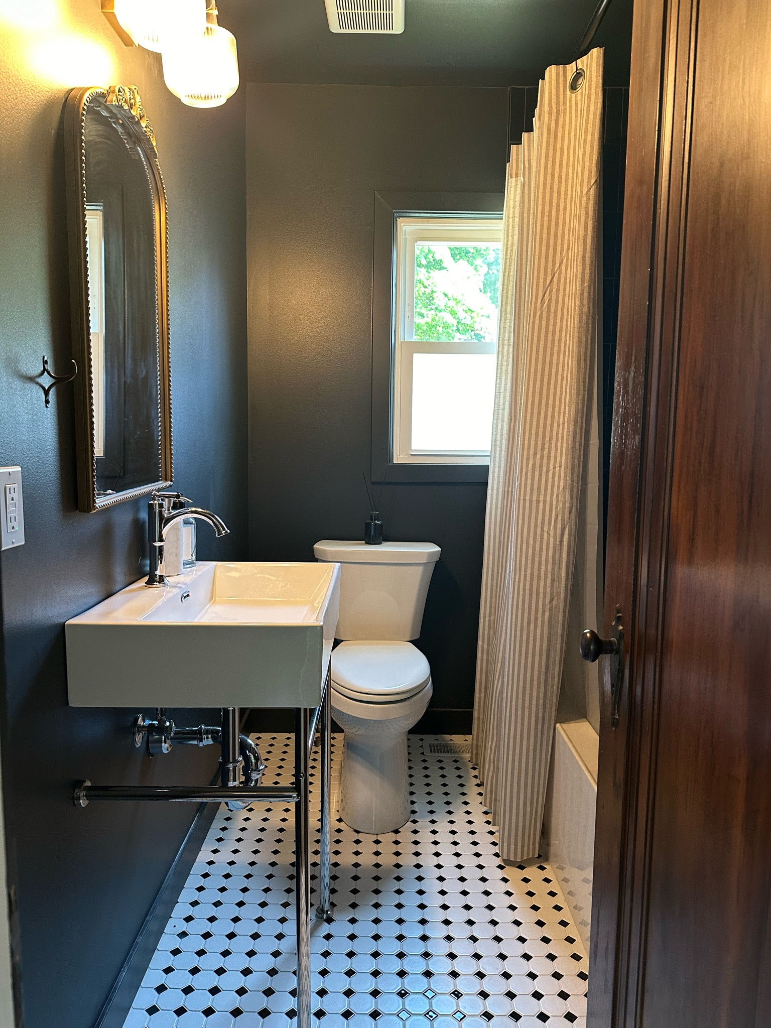 Dark and moody small bathroom inspiration with a vintage Parisian feel! 

#LTKHome