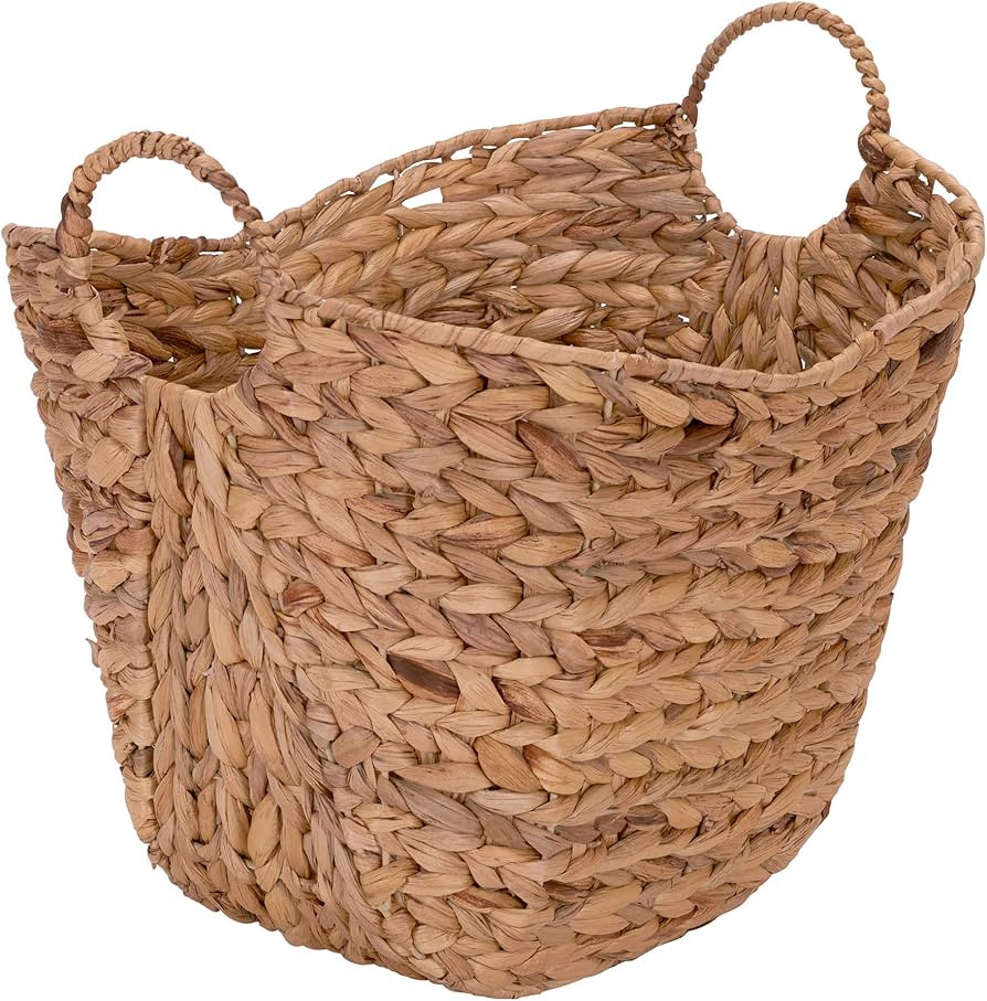 Household Essentials ML-4002 Tall Water Hyacinth Wicker Basket with Handles | Natural, Brown, Nat... | Amazon (US)