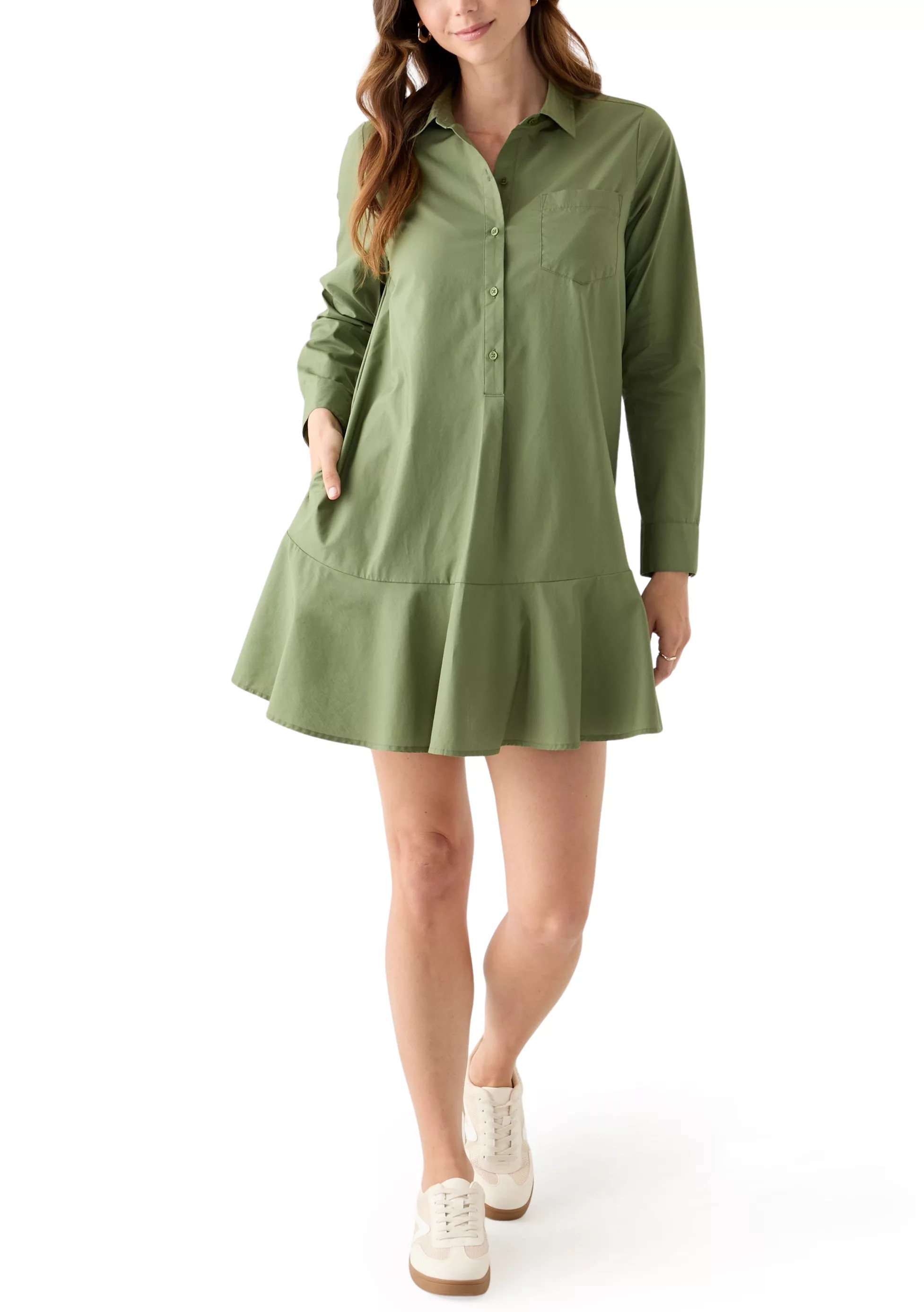 Women's Short Sleeve Flounce Shirtdress | Belk
