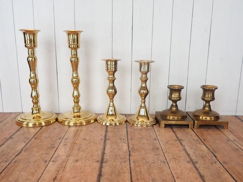 Vintage Brass Candlestick Set of 12 Matching Pairs Wedding | Etsy | Etsy (US)