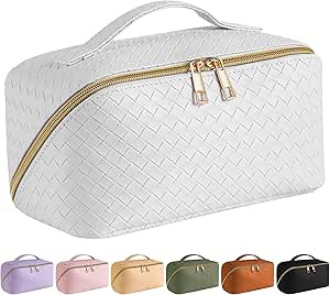 SFXULIX Large Capacity Travel Cosmetic Bag - Makeup Bag, PU Leather Waterproof Cosmetic Bag, Wome... | Amazon (US)