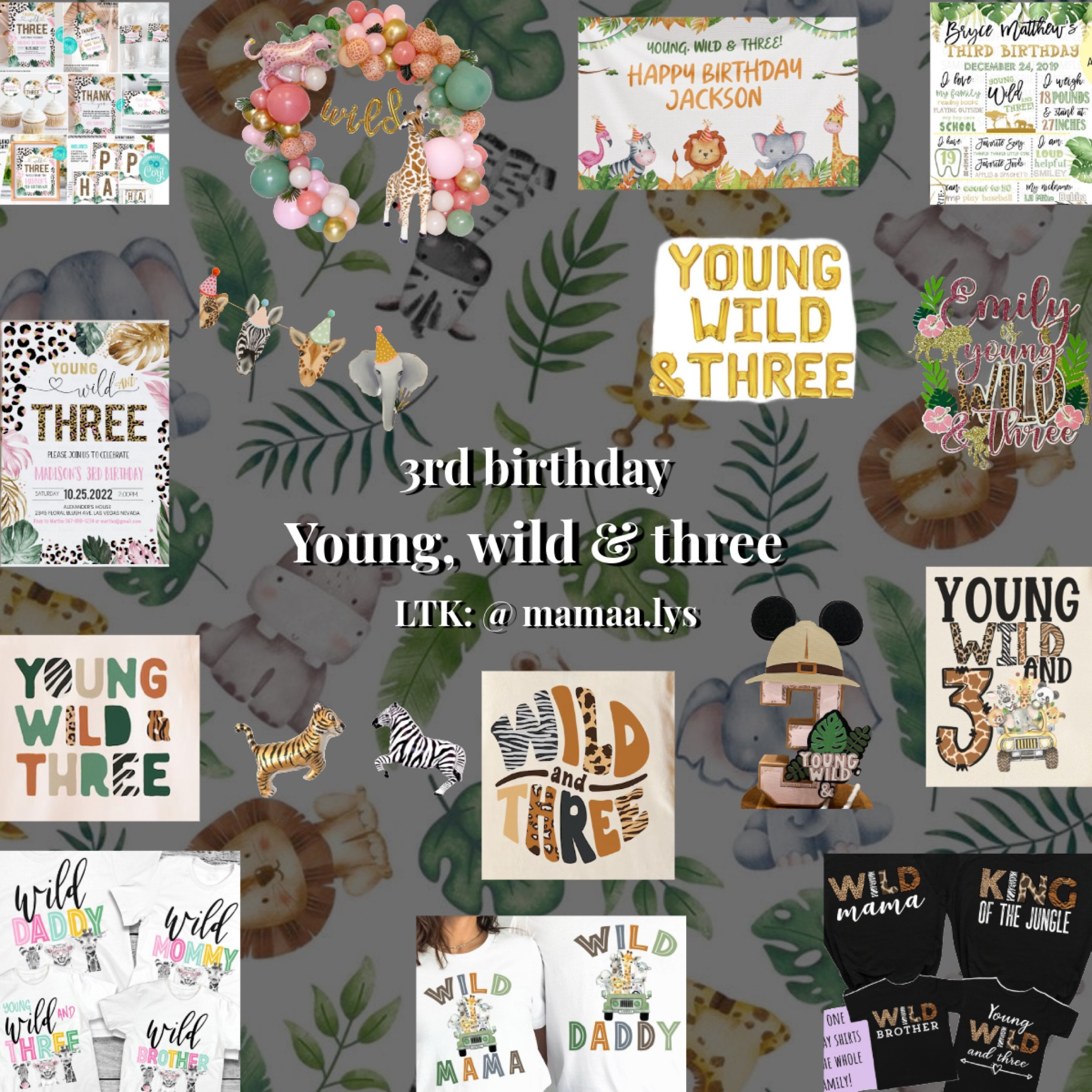 Young wild and three | wild and three  | three year old birthday | 3rd birthday | third birthday | birthday | birthday theme | birthday party | party | toddler | kids | family 

#LTKParties #LTKSaleAlert #LTKKids