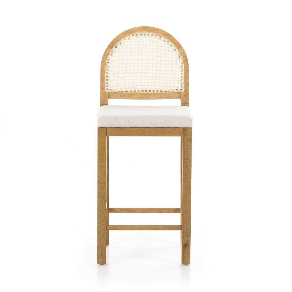 Woven Round Back Counter Stool, Cane, | West Elm (US)