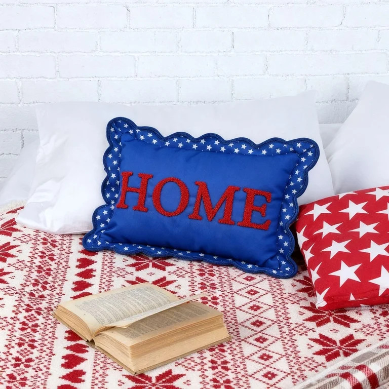 Way To Celebrate Home Sign Decorative Patriotic Pillow, Red/White/Blue, 20" x 14.5" | Walmart (US)