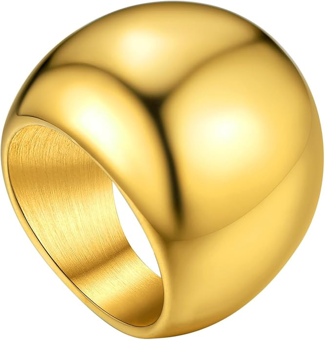 GOLDCHIC JEWELRY Bold Chunky Dome Ring for Women, Stainless Steel Stacking Croissant Statement Ri... | Amazon (US)