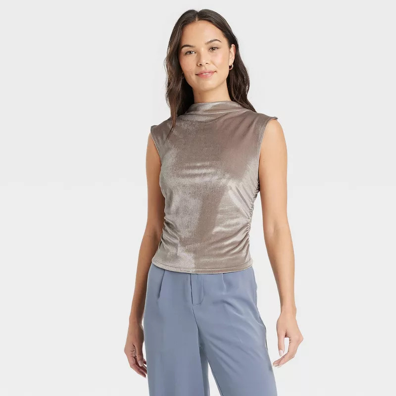 Women's Ruched Tank Top - A New Day™ Burgundy XS | Target