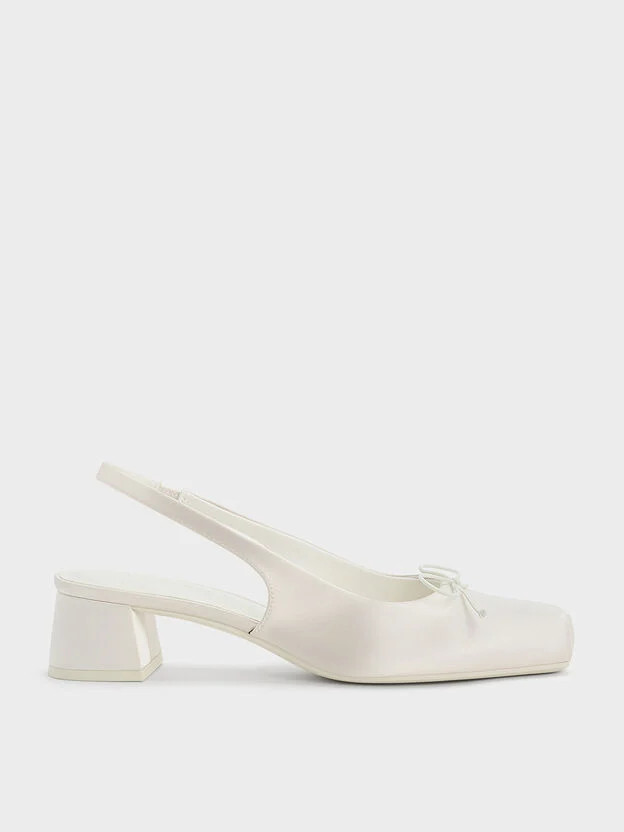 Chalk Sadira Satin Slingback Pumps | CHARLES & KEITH UK | Charles & Keith UK