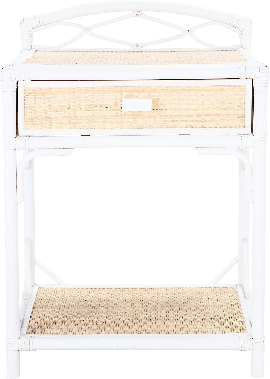Safavieh Home Bea Coastal White and Natural 1-drawer 1-shelf Nightstand | Amazon (US)