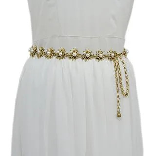 Beaded Dandelion Chain Belt Gold - One Size | YesStyle Global