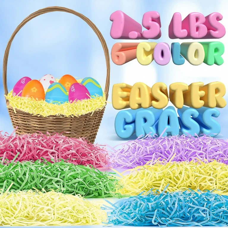 JoyX Easter Grass 1.5 Pounds  Pastel Colors Easter Basket Filler Stuffers, Recyclable Shred Paper... | Walmart (US)