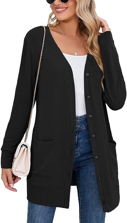 Heymoments Lightweight Open Front Cardigan Sweater for Women Long Sleeve Causal Bolero Button Dow... | Amazon (US)